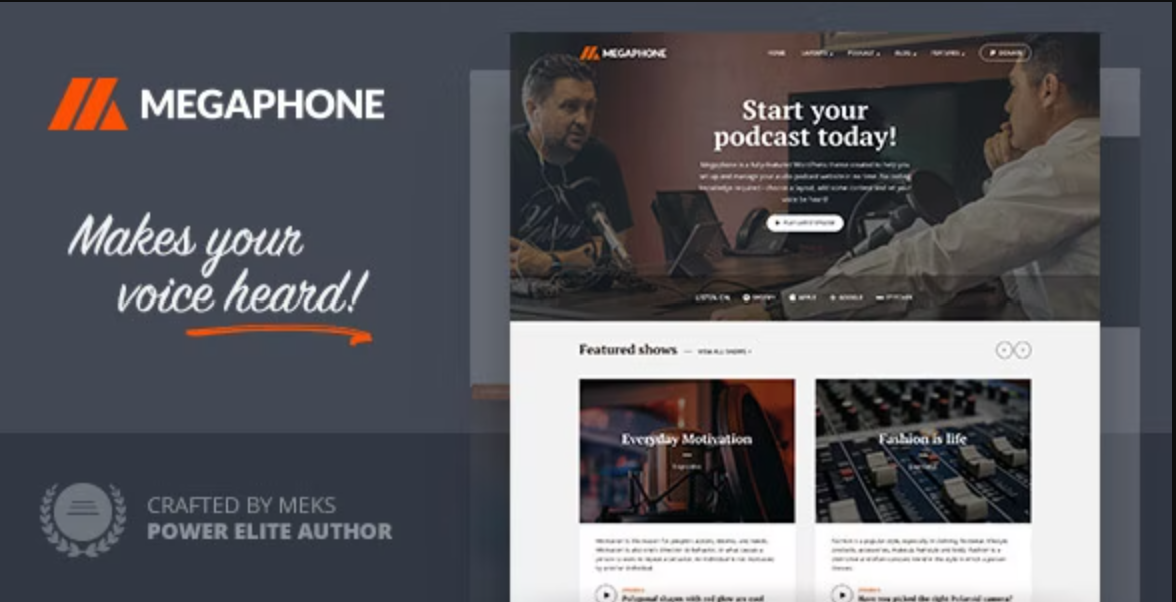 Megaphone Audio Podcast WordPress Theme